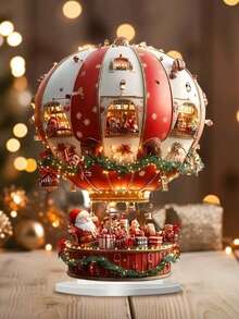 2D Acryl flache Weihnachtsmann & Heißluftballon Ornament, Weihnachts-Themen Dekoschild und Plakette, vielseitige Boho-Stil Dekoration mit englischem Text, geeignet für Zuhause, Küche, Schlafzimmer, Wohnzimmer, Feiertage