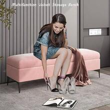 Velvet Upholstered Storage, Storage Chest Bedroom Living Room, No Assembly Required, Wine Red 80x40x43cmWine Red, 90x40x43cm - Vino tinto - Ver 4