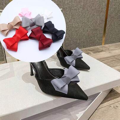多色缎带蝴蝶结鞋夹，可拆卸鞋饰，适用于鞋子、靴子、DIY，适合平底鞋、运动鞋、高跟鞋、基本款可爱蝴蝶结凉鞋