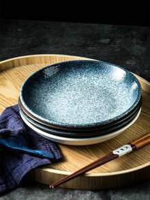 2/4pcs Creative Splatter Ceramic Dinner Plates, 8 Inch, Japanese Style Salad Plate, Breakfast Plate, Round Ceramic Dinner Plate, Minimalist Tableware Set, Dessert Plate, Kitchen & Dining Plate, Bread Plate, Suitable For Home Kitchen, Pasta, Fruit Dessert, Steak, Dining, Kitchen Supplies, Tableware Accessories, Oven & Microwave