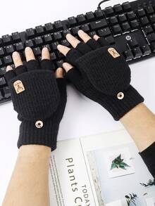1 pieza Guantes de punto de media mano para hombres y mujeres en invierno, con cubierta de felpa desmontable de doble uso, protector de pantalla táctil, cálidos para escribir y ciclismo, guantes regalo de Navidad de invierno térmicos y cálidos