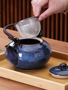 6 pièces Set à thé japonais, service à thé en porcelaine avec glaçure altérée au four, comprenant 1 théière, 6 tasses à thé. Ensemble de thé chinois unique pour amateurs de thé hommes et femmes, accessoires à thé