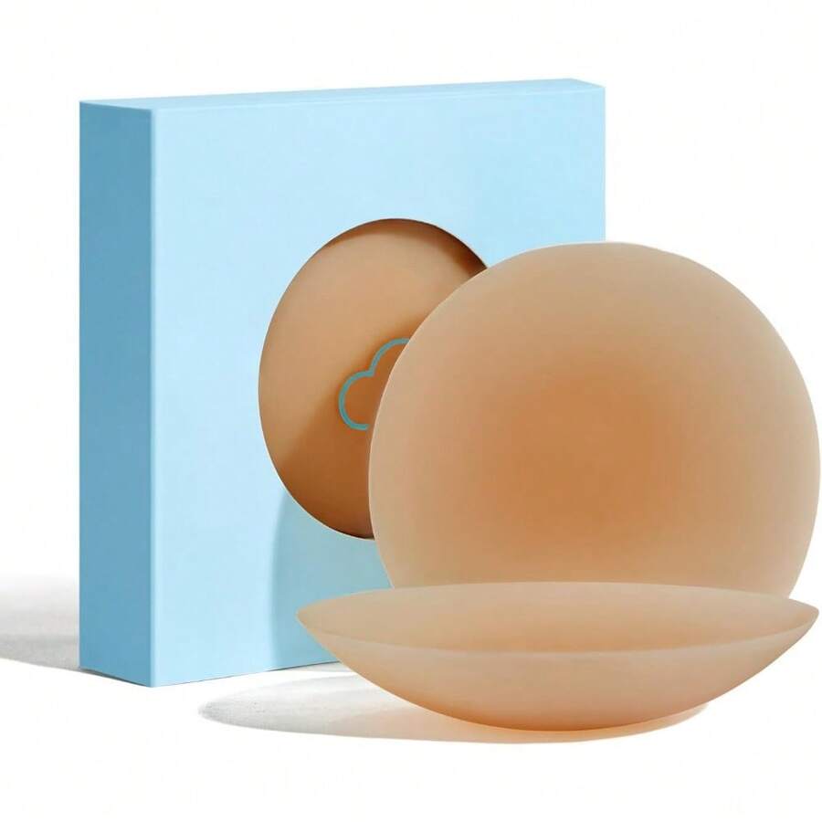 1 Pairs Nipple Covers Nipple Covers For Women Cakes Bra Sticky Adhesive Silicone Nipple Pasties With Travel Box - 拿鐵皮 - 查看 1