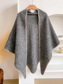 1条简约高品质羊毛混纺纯色三角围巾，女士时尚百搭空调房三角披肩外套围脖，可搭配连衣裙 - 彩色 - 查看 14