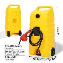 CuisinSmart 14 Gallon Portable Fuel Tank With Manual Siphon Pump & 10FT Hose,High Flow Rate Siphon Mode,Fuel Transfer Tank For Car, ATV, Boat, Lawn Mower - Yellow - View 2