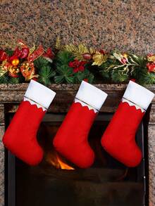 Christmas Stockings, Polyester Party Socks For Holiday Home Decor, Rustic Christmas Stocking Set For Christmas Decoration, No Feathers - Nylon & Polyester Material - Multicolor - View 3