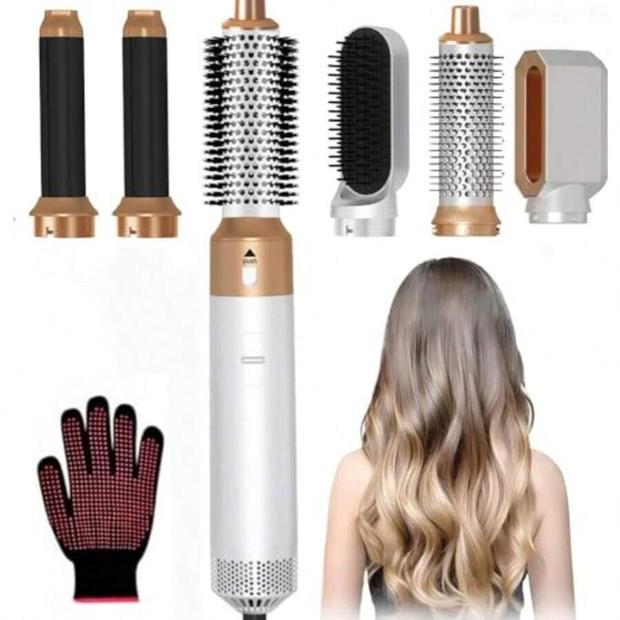 Baseau 5 In 1 Blow Dryer Brush Set Upgrade Hair Dryer Brush Air Curler Detachable Hot Air Brush Curling Brush Iron Negative Ion Wrap Styler Hair Styling Tools For Drying Curling Straightening White - 白色 - 查看 1