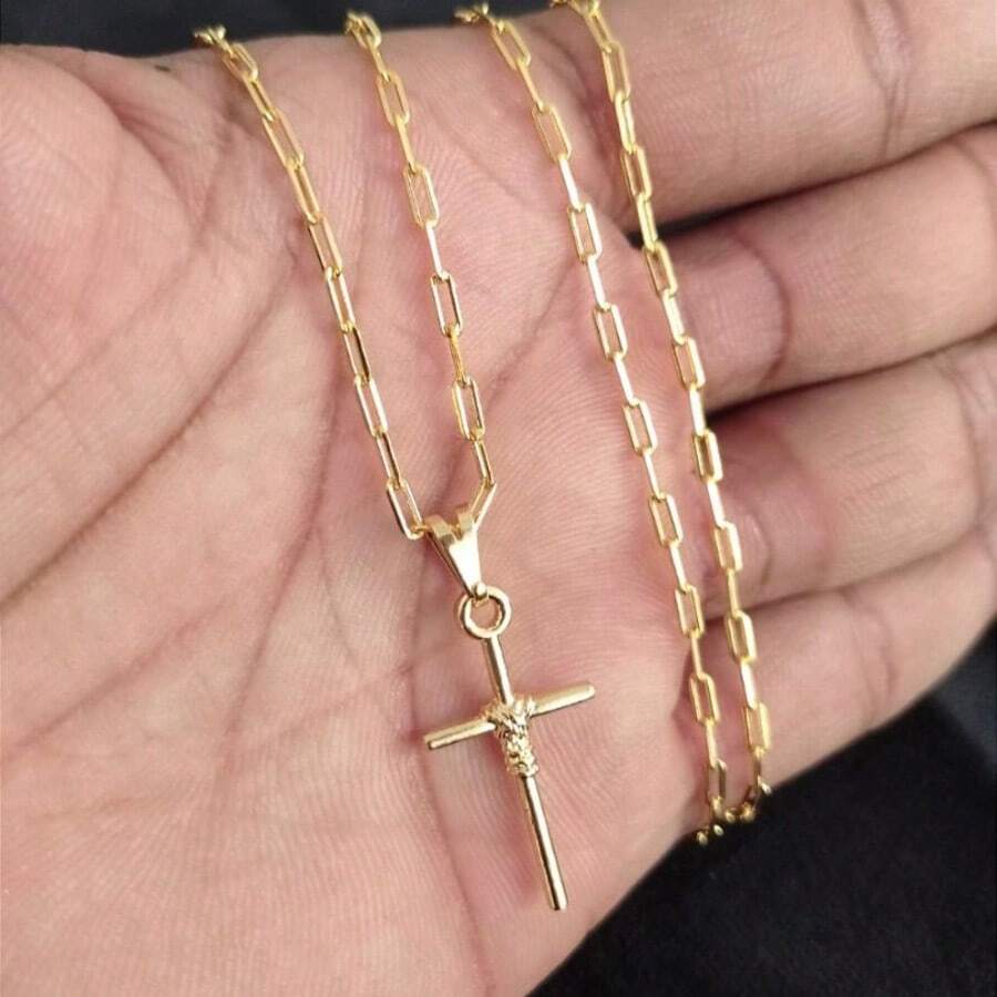 Corrente Cordão Masculino Ouro 18k Cartie fina 2mm Banhado 60cm 70cm 80cm - Dourado - Visão 1