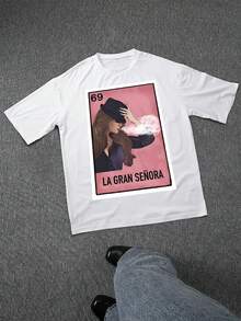 Camiseta gráfica elegante para hombre, estampado artístico vintage único, moda informal de verano, mezcla de algodón suave, uso diario cómodo, estilo callejero moderno, diseño genial, regalo perfecto para él, tela transpirable, impresión de alta calidad. - Blanco - Ver 3