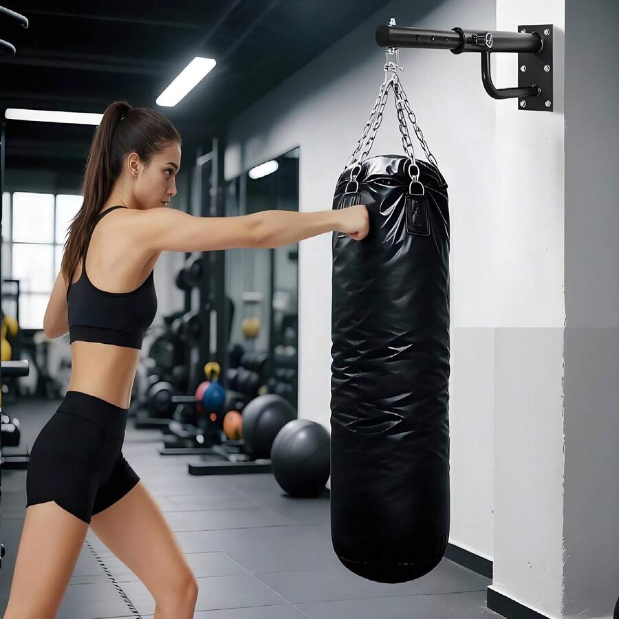 Gr8 Home Boxing Punch Bag Wall Mounted Bracket Adjustable Heavy Duty Steel Hook Hanger - Black - View 1