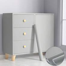 1 Rolle 1m/3m/5m/10m neues veganes cremefarbenes einfarbiges PVC-Tapete, Geschäftsdekoration Mietdekor Hintergrund, selbstklebend abnehmbar, schnell zu verkleben, Schrank Bücherregal Schreibtisch Dekoration - Grau - Übersicht 2