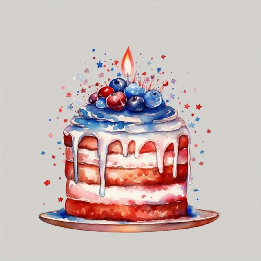 1pc/2pcs/3pcs Red And Blue Berry Birthday Cake Iron-On Stickers - Suitable For Heat Transfer On Custom Pillows, DTF DIY Clothing, Canvas Bags, T-Shirts, Backpacks, Jeans, And Sweatshirts.