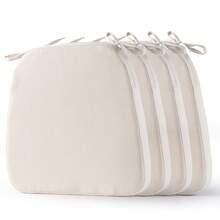 Chair Cushion With Ties For Dining Chairs, Non Slip Kitchen Chair Pad And Dining Seat Cushion With Machine Washable Cover, Beige,16"X16"X2" - 米色 - 查看 13