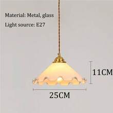 Nordic Milk Glass Flower Pendant Large Modern Indoor Ceiling Hanging Lamp Vintage Farmhouse Decorational Chandelier E2627 Base Kitchen Island Dining Room Table Bedroom Entryway Porch Hall - Un color - Ver 8