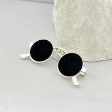 1 buc broșă pentru ochelari negri cu picătură de ulei electrolizată din aliaj de zinc, broșă la modă în stil casual pentru femei, cadou de Crăciun