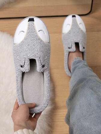 Women's Cute 3D Animal Print Warm Thick Sole Non-Slip Indoor House Slippers, Winter