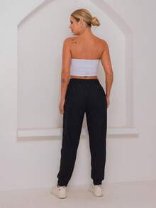 Women's Sports Pants With Elastane - Comfort And Flexibility For Physical Activities - Mauve Purple - View 4