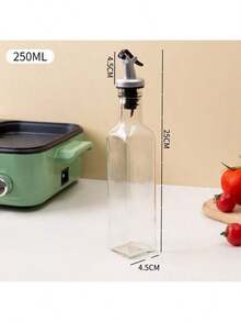 1个方形透明玻璃油瓶，日式家用油壶，厨房密封酱油醋酒调料灌装瓶，橄榄油瓶，酱料分配器，厨房调味料储存罐，玻璃瓶 - 彩色 - 查看 11
