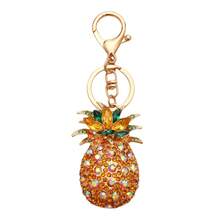 1pc Gold Pineapple Shaped Keychain, Rhinestone Keychain, Car Key Chain, Bag Charm, Suitable For Daily Wear, Gift For Family, Friends, Classmates, Valentine's Day, Birthday, Teachers, Souvenir Car Accessories For Woman - Gold - View 4