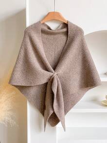 1条简约高品质羊毛混纺纯色三角围巾，女士时尚百搭空调房三角披肩外套围脖，可搭配连衣裙 - 彩色 - 查看 11