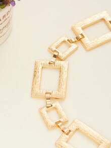 1 chiếc thắt lưng xích vàng hình chữ nhật, trang sức thời trang nữ, phụ kiện thắt lưng kim loại hình học cho váy - Vàng - Xem 5