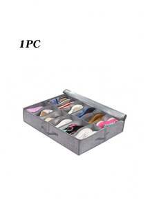 1pc - Large Capacity Bed Bottom Shoe Storage Box Transparent Packaging Storage Box Foldable Non-Woven Fabric Grid Storage Shoe Box With Lid Foldable Dustproof Storage Shoe Box - Multicolor - View 9