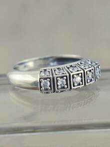 1 Stück Boho-Stil Vintage Silberfarben Kubikzirkonia Damen Ring, geeignet für Hochzeit, Verlobung, Versprechen, Alltag