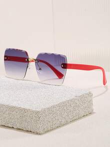 1 Pair Unisex Frameless Edged Glasses - Casual Decorative Glasses - Versatile Decorative Glasses - Made Of Durable PC Material - Outdoor Vacation Glasses In Multiple Colors - Multicolor - View 15