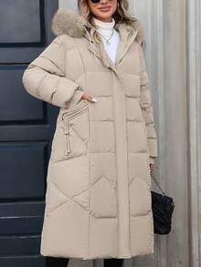 2025 New Arrival Winter Fashionable Elegant Warm Windproof Coat For Plus Size Women - Beige - View 7