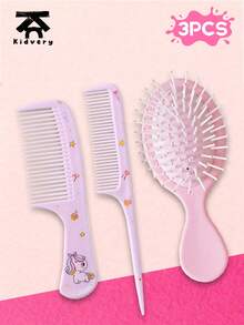 3pcs Unicorn Comb Set, Cartoon Design Air Cushion Brush And Fine Tooth Tail Comb, ABS Handle, Durable Plastic Bristles, Suitable For Children's Daily Hair Care/Styling/Dyeing/Perming, Perfect Gift For Kids - Multicolor - View 13