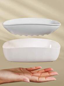 1 علبة صابون مزدوجة الطبقات - رف تخزين للحمام في المنزل