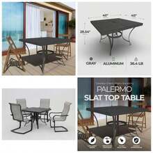 Sunny Isles - Mesa de comedor para patio al aire ltima intervensin de 24 pulgadas, muebles cuadrados con mesa de vidrio templado, color negro - Palermo 40" Square + Mesa de comedor - Ver 1