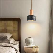 Modern Black Stone Decorational Pendant Nordic Rustic Wood Indoor Chandelier Farmhouse Simple Marble Hanging Lamp E2627 Base Kitchen Island Dining Table Bedroom Hallway Living Room - Un color - Ver 4