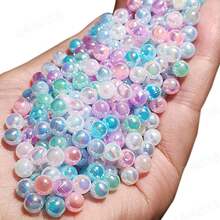 100 piezas/200 piezas Cuentas redondas de resina de unicolor AB de 8 mm en colores mixtos, accesorios de joyería hechos a mano DIY para pulseras, collares, aretes, jarrones, relleno de botellas de deseos