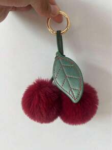New Plush Cherry Fruit Keychain Car Key Chain Bag Pendant Backpack Decoration Activity Gift Winter - borgoña - Ver 3