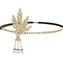 1 pieza Diadema con forma de pluma con cristales de inspiración vintage de los años 20 estilo Gatsby - Accesorio para el cabello de mujer de aleación para ocasiones elegantes y como idea de regalo único. Bufanda de invierno, cálida diadema para mujer, pañuelos para la cabeza