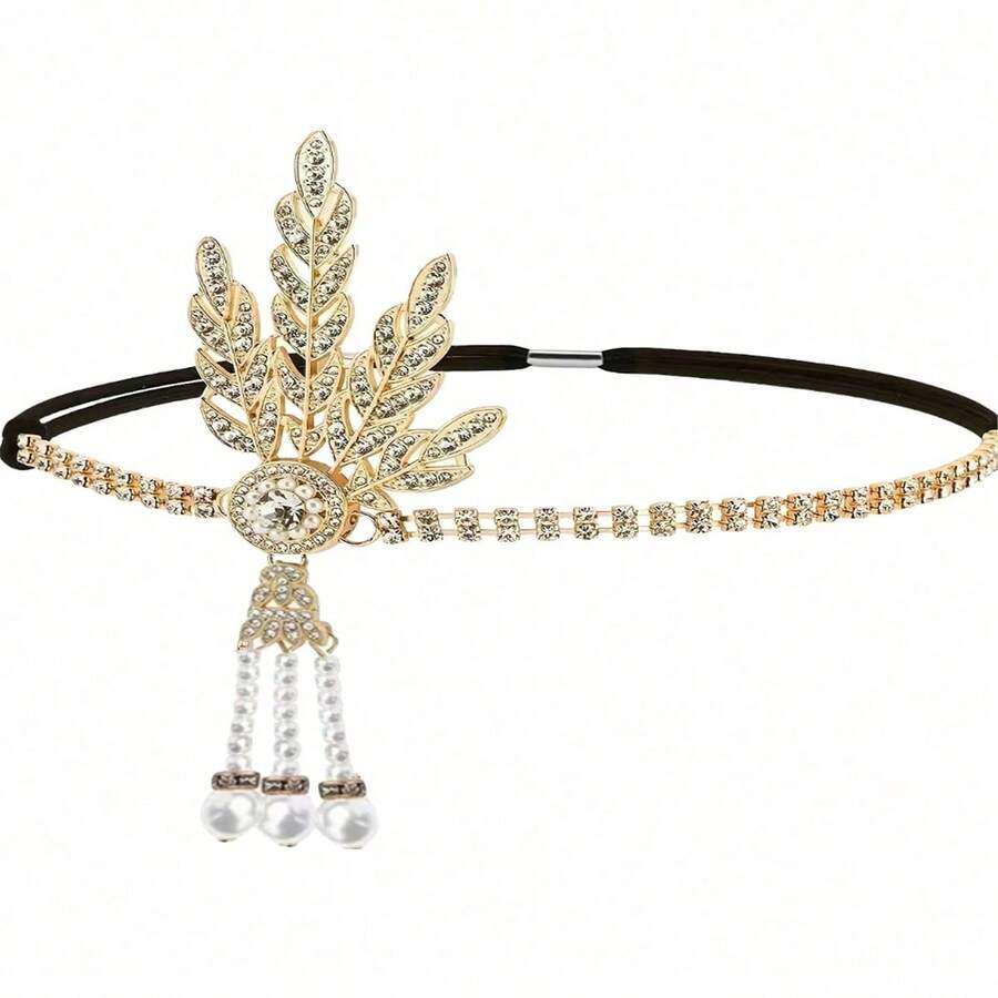 1 pieza Diadema con forma de pluma con cristales de inspiración vintage de los años 20 estilo Gatsby - Accesorio para el cabello de mujer de aleación para ocasiones elegantes y como idea de regalo único. Bufanda de invierno, cálida diadema para mujer, pañuelos para la cabeza