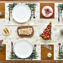 1pc/Set, Pine Tree & Snowflake Christmas Linen Table Runner, Table Runner & Placemat Set, 13*72 Inches/12*18 Inches Seasonal Kitchen Dining Table Decor, Christmas Party Decoration, Home Decor - Green - View 6