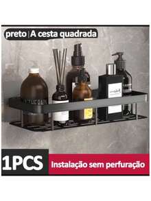 Shampoo Soap Shelf Support Bathroom Adhesive Wall Box Luxury Color Black Premium Aluminum - 02 貨架 - 查看 10