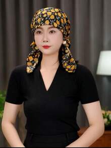 Casual Lightweight Floral Scarf Hat For Women, Versatile Paisley Patterned Bohemian Polyester Printed Headscarf, Suitable For All Seasons