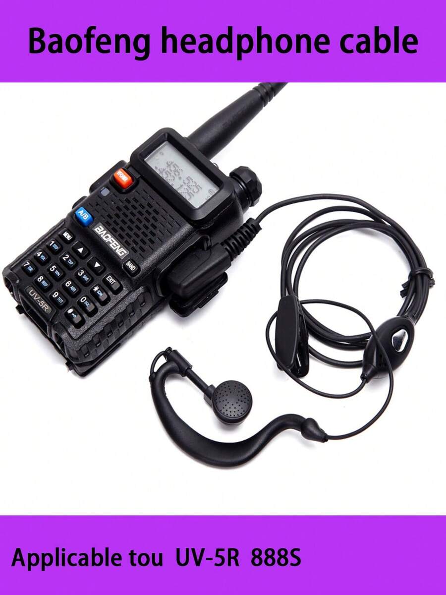 Baofeng Walkie Talkie Earphone Cable, Universal Wireless Earphone Microphone Accessories, K-Type Ear-Hook Style