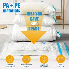 10pcs Vacuum Storage Bags Clothes Organizer Bags Travel Luggage Compression Bags,Ideal Home Supplies Space Saver Storage Bags,Suitable For Home, Apartment & Travel Use, Reusable - 10pcs透明 - 查看 3