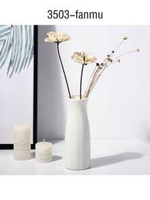 1pc Creative Plastic Vase, Living Room Coffee Table Tabletop Vase, Rose And Lily Flower Vase, Various Styles, Simple Vases, Fake Vases, Decorative Vases, Suitable For Home Decoration And Flower Storage,Christmas Decorative Vase, Christmas Tree Branch Storage Bottle Room Decor Glass Vase