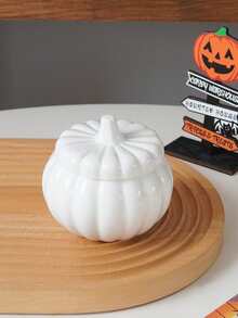 1 szt. ceramiczny słoik na cukierki w kształcie dyni na Halloween, pojemnik na ciasteczka z orzechami i dynią, słoik do przechowywania czekolady i orzechów, odpowiedni do dekoracji świątecznych na Halloween, słoik do przechowywania cukierków w kuchni i jadalni, miska na przyprawy, miska na krem jajeczny, prezent