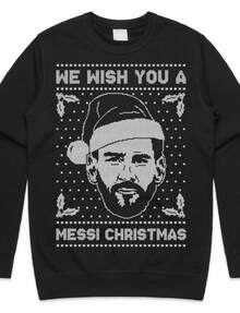 We Wish You A Messi Christmas Jumper Sweater Sweatshirt  Adults Xmas Funny Argentina Football World Cup (2) - màu đen - Xem 1