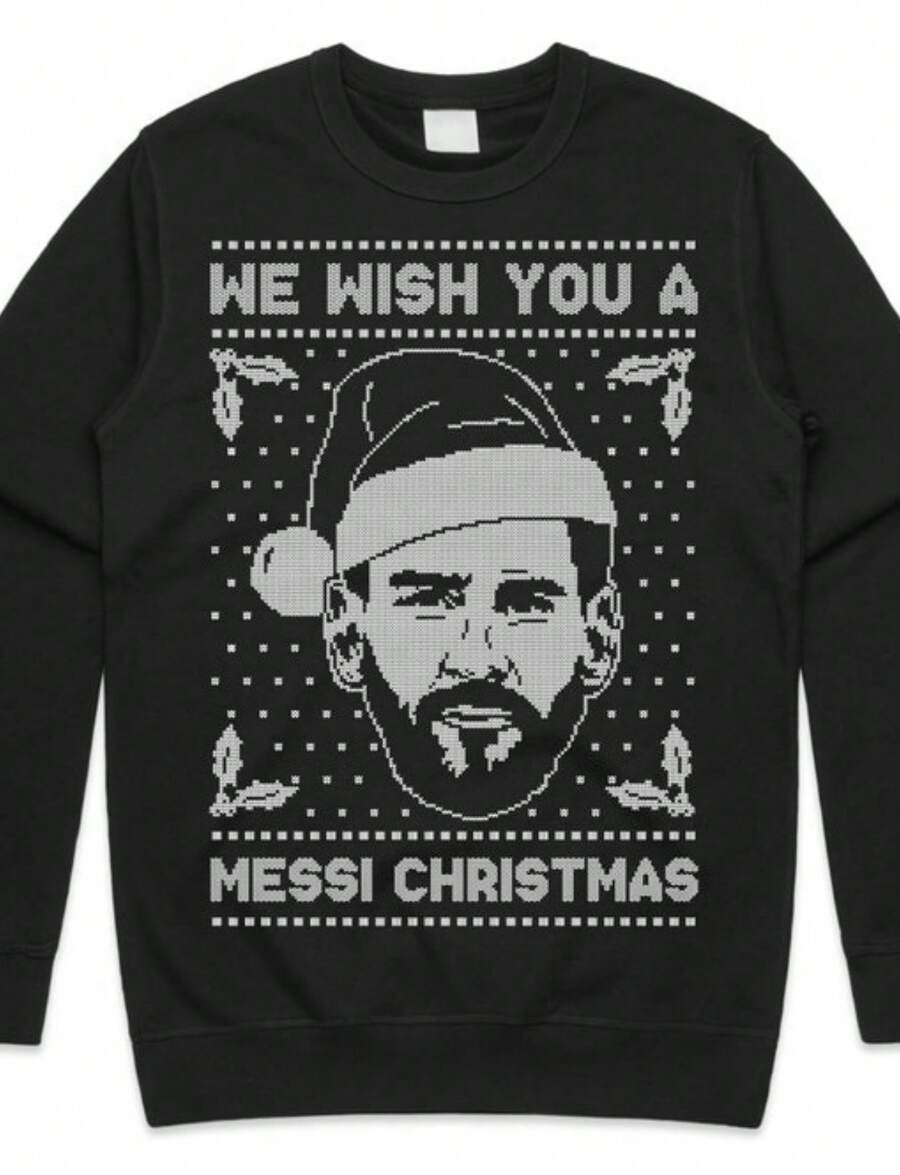 We Wish You A Messi Christmas Jumper Sweater Sweatshirt  Adults Xmas Funny Argentina Football World Cup (2) - màu đen - Xem 1