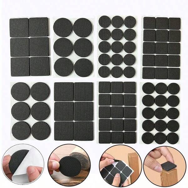 42 قطعة من وسادات الأثاث اللاصقة من الرغوة الإسفنجية (EVA) - واقيات أرجل الكرسي السوداء، بأحجام متنوعة، مضادة للانزلاق والخدش، مثالية لحماية الأرضيات الخشبية والبلاط