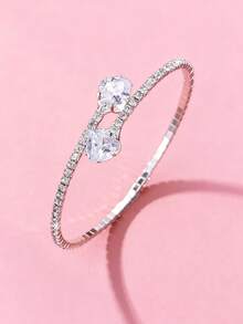 1 件优雅水钻装饰手镯，适合青少年和正式活动的时尚珠宝