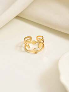 1 Stück modischer, einzigartiger minimalistischer Stern- & Mond-Design Ring, geeignet für den täglichen Gebrauch von Frauen