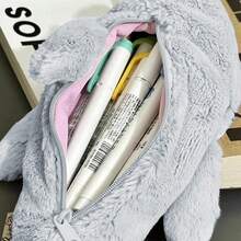 Estuche para Lápices de Peluche, Lapiceras Organizadoras, Estuche de Dibujos Animados, Funda de para lápices de tiburón,bolsa organizadora de papelería con cierre,bolsa de cosméticos portátil - tiburón - Ver 4